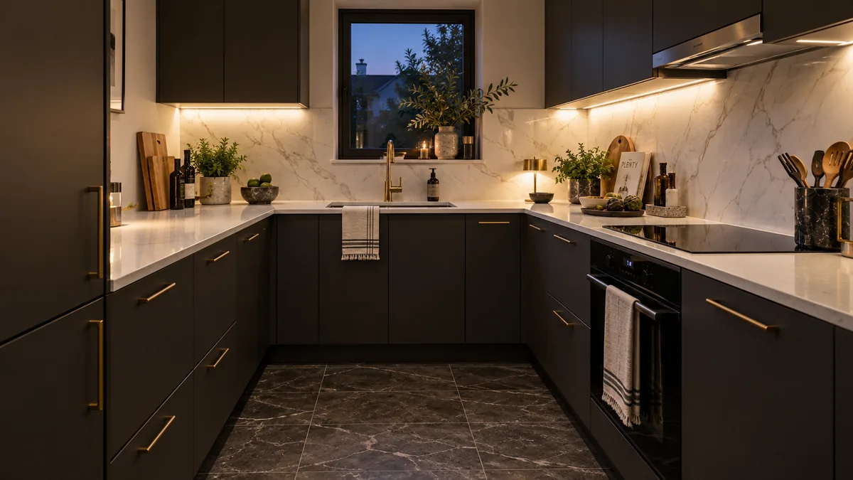 Charcoal Nook Small U-Shaped Kitchen