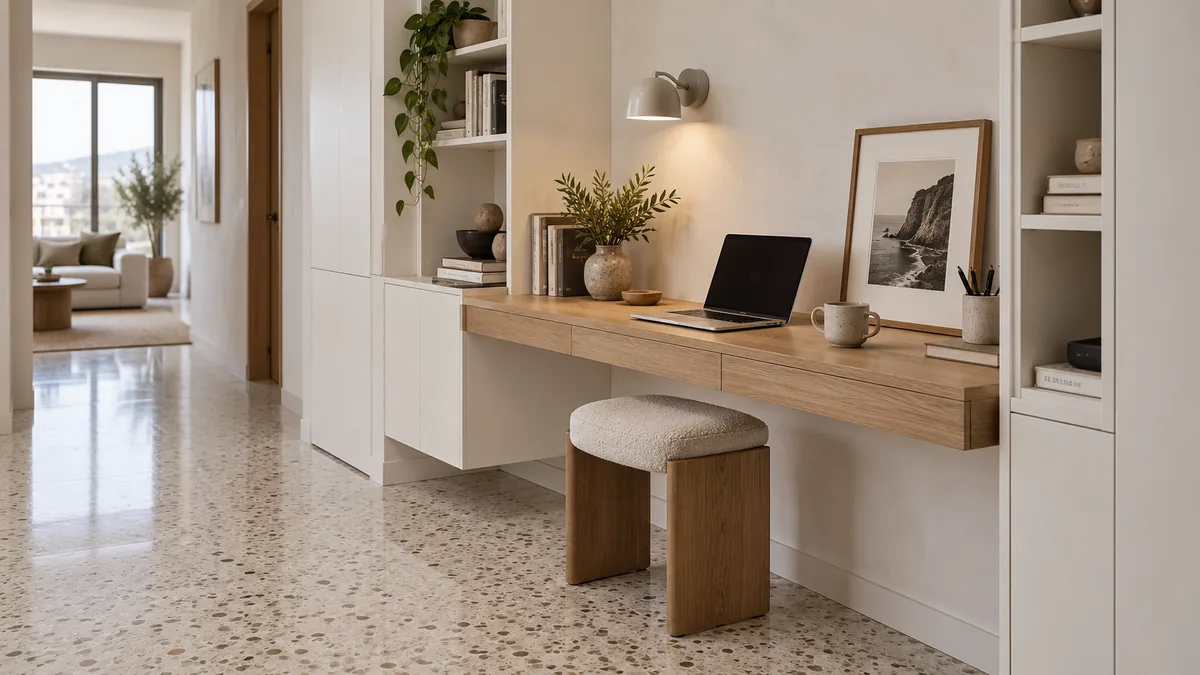 Floating Oak Wall Desk with Shelves