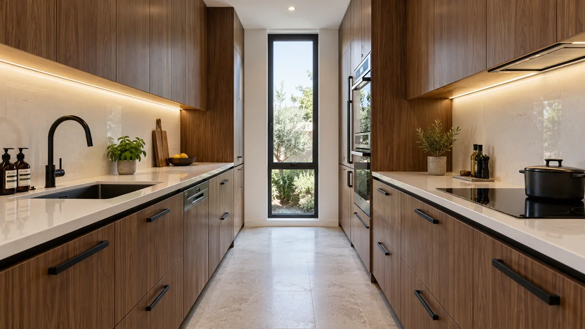 Walnut Gallery Galley Kitchen