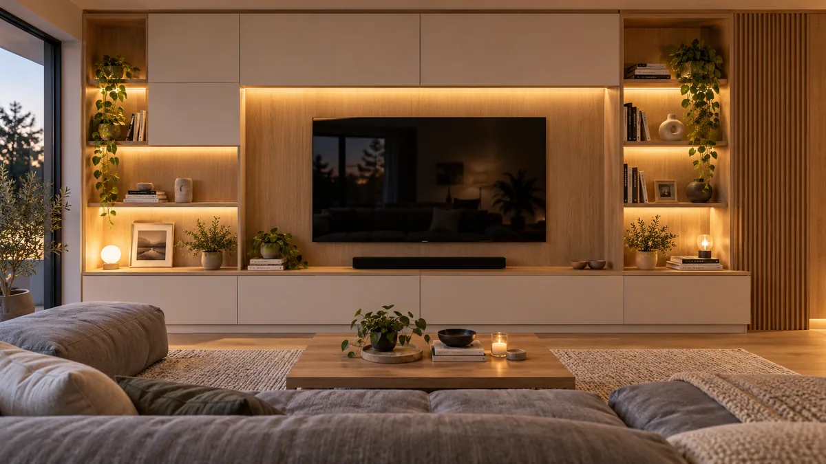 Oak Frame TV Wall Unit