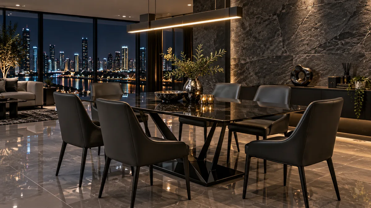 Onyx Glass Dining Table Set