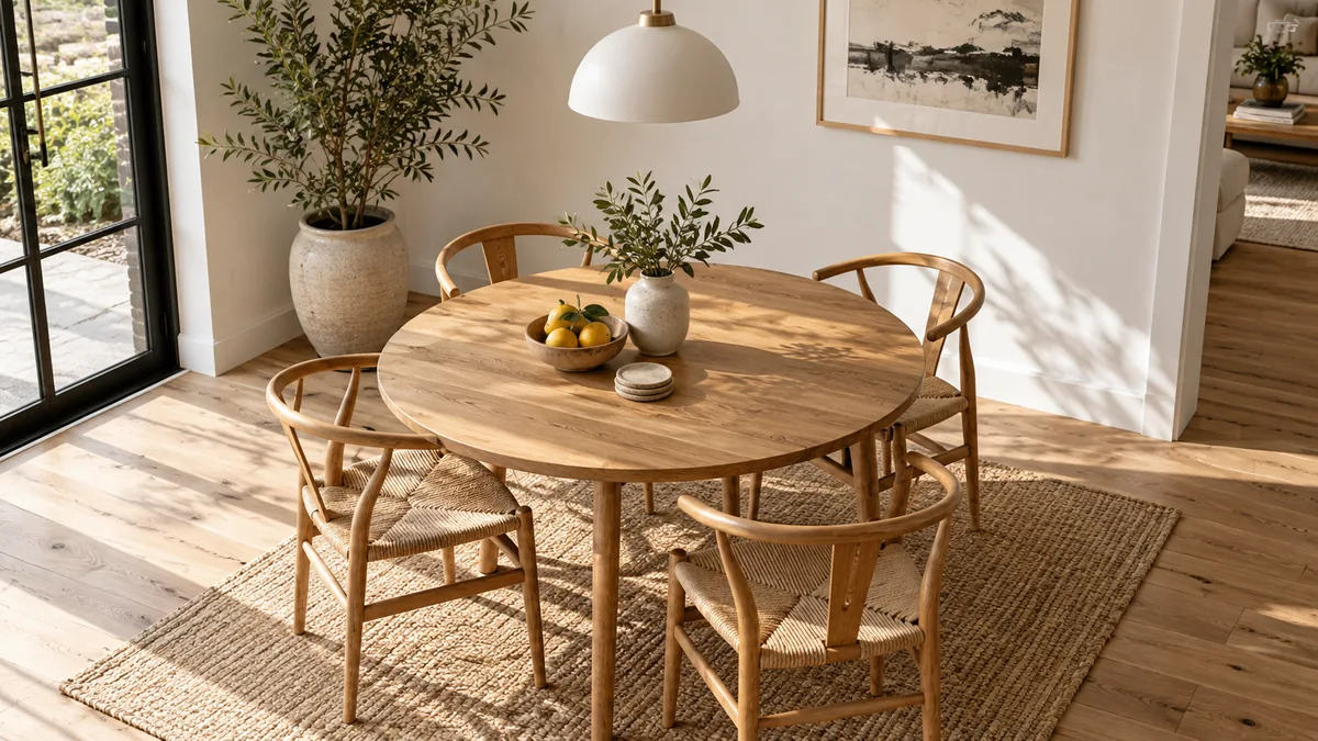 Round Oak Dining Table Set
