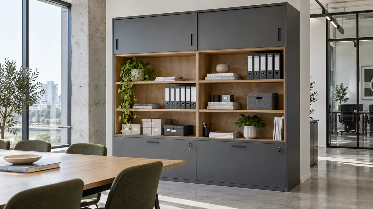Slate Oak Office Storage Cabinet
